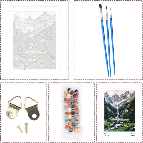 Lxmsja Snow Mountain Boat Paint by Numbers for Adults Beginners, Painting by Number with Complete Accessories, DIY Acrylic Drawing Paintworks Artwork, Home Decor 30x40CM in Saudi Arabia