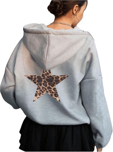 SOLY HUX Women's Oversized Hoodies Graphic Leopard Print Drawstring Long Sleeve Sweatshirt Pullover Top in Saudi Arabia