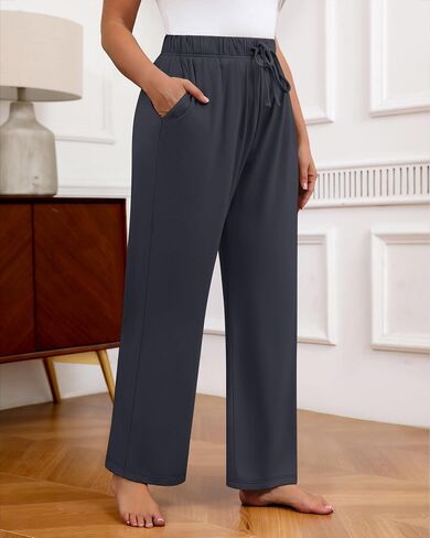 Neer 3 Pack Women's Plus Size Wide Leg Pants High Waisted Lounge Yoga Pants Baggy Drawstring Palazzo Sweatpants with Pockets in Saudi Arabia