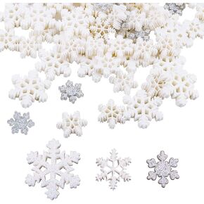 100 Pcs Mini Snowflake Decorations, Snowflake Christmas Ornaments Glitter Resin Snowflakes Christmas Snowflake Craft for DIY Craft Christmas Tree Winter Party Table Decoration