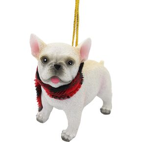 Bulldog Christmas Ornament, Festive Pet Hanging Decoration, Gifts for Dog Lovers, 2.5 x 1.3 x 2.5 Inches (French Bulldog)