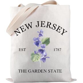 PWHAOO New Jersey State Tote Bag New Jersey Est 1787 The Garden State Tote Bag New Jersey Native Pride Gift