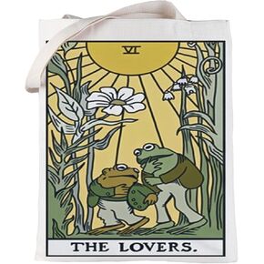 LEVLO Funny Frog & Toad Canvas Tote Bag Frog & Toad Fans Gift Frog Cottagecore Merchandise