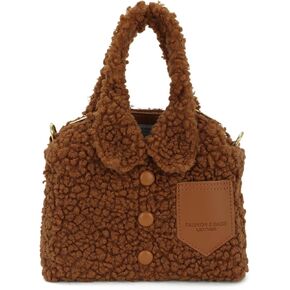 Oweisong Cute Faux Fur Purse for Women Novelty Furry Handbag Tote Plush Shoulder Purse Funny Crossbody Bag