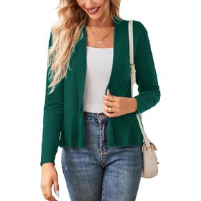 GRACE KARIN Women's Casual Draped Open Front Cropped Cardigan Long Sleeve Sweater Peplum Knit Outwear