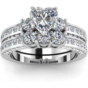 Yellow Gold Filled Bridal Sets 1CT Heart cut Cz Engagement Ring 2pcs Womens Wedding Ring Sets