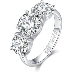 SecreTalk 4ct Moissanite Engagement Wedding Ring for Women, 925 Sterling Silver D Color VVS Promise Ring with Certificate of Authenticity