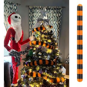 95 inch Sandworm Christmas Tree Ornament Decorations with 4 pcs Warning Cards,Christmas Spooky Tree Nightmare Worms Decors for Christmas Holiday Party Xmas Trees (White Black)