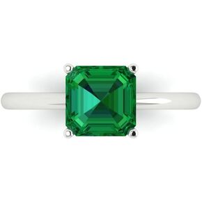 Clara Pucci 2.0 ct Asscher Cut Solitaire VVS1 Green Emerald Wedding Bridal Wedding Anniversary Engagement Ring 14k White Gold