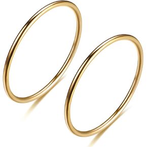 1mm Stainless Steel Classical Thin Plain Stacking Band Cute Statement Wedding Promise Ring For Women
