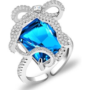 Uloveido Exaggerate Cubic Zirconia Cocktail Rings Open Adjustable Luxury Wedding Party Jewelry Big Crystal Finger Rings for Women