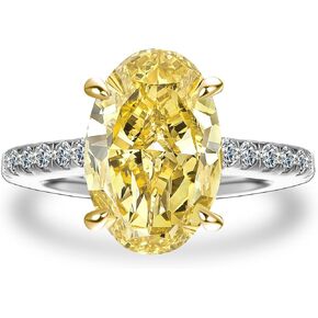 3.5CT Yellow Simulated Diamond Oval Cut Engagement Ring,925 Sterling Silver Promise Ring for Women