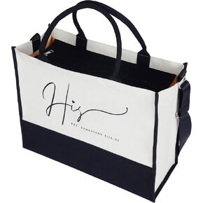 HIS Bride Bag Tote Bride Shower Wedding Gift Cotton Canvas & Polyester Bride Tote Bag w/ Handle Strap - Spacious & Water-Resistant Tote Bag with Pockets for Bridal Beach Bag for Honeymoon