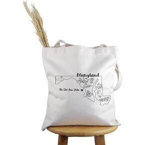 PWHAOO Maryland State Souvenir Gift Maryland State Symbols Tote Bag Maryland Vacation Handbag Maryland Tourism Gift