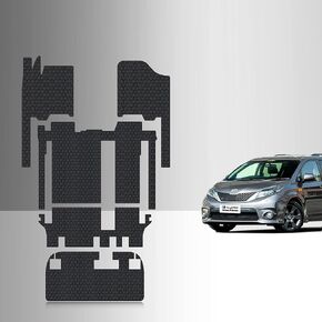 TOUGHPRO Floor Mats Accessories Full Set + Storage for Toyota Sienna (8 Passengers) All Weather Black Rubber 2011 2012 2013 2014 2015 2016 2017 2018 2019 2020