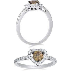 Le Vian 3/4 or 1 1/2 Carat Chocolate Diamond Heart Engagement Ring for Women I 14k White Gold Promise Ring for Her (Brown/H-I, SI2-SI3, cttw) Clear Diamond Accents Wedding Anniversary Ring Size 6 to 8