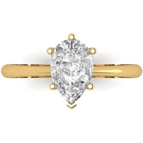 Clara Pucci 2.0 ct Pear Cut Solitaire Genuine Moissanite Wedding Bridal Designer Anniversary Engagement Ring in 14k Yellow Gold for Women