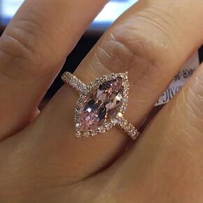 Marquise Cut Champaign Engagement Rings for Women 18K Rose Gold Plated Cubic Zirconia Promise Rings for Her Size 6-10(7)