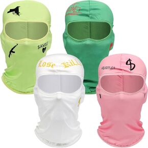 Wesiti 4 Pcs Face Mask Single Hole Ski Mask Knit Cycling Cover Sun Protection Balaclava Mask Shiesty Mask Pack(Green, Pink, White, Lemon Yellow, Stylish)