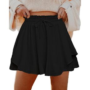 Bsubseach Flowy Shorts for Women Ruffle Tiered Skorts High Waist Mini Skirts Boho Casual Skort