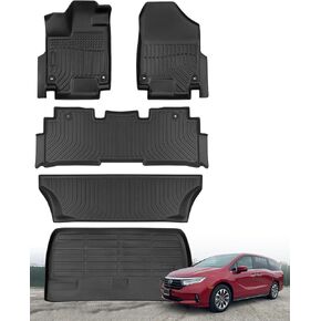 DiffCar® Floor Mats & Cargo Liner for Honda Odyssey 2018-2025, All Weather Car Accessories (Set of 5 Mats)