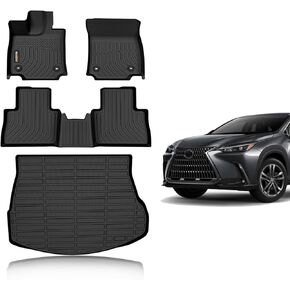 Binmotor-Floor Mats and Cargo Liner Set for 2022 2023 2024 2025 NX (NX250/NX350/NX350 F Sport/NX350h/NX450h+/NX450h+ F Sport),TPE Rubber Liners for NX Accessories Mats Trunk Mat