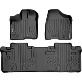 SMARTLINER Custom Fit Floor Mats 2 Row Liner Set Black for 2011-2012 Toyota Sienna 8 Passenger Model