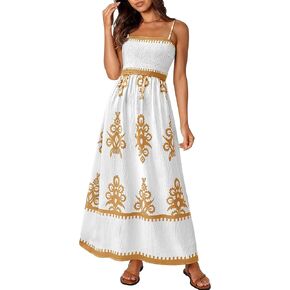 PRETTYGARDEN Summer Dress for Women 2025 Floral Sundress Spaghetti Strap Flowy Beach Vacation Boho Maxi Dresses