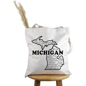 PWHAOO Michigan Vacation Gift Michigan State Tote Bag Welcome to Michigan Handbag Michigan Souvenirs Gift