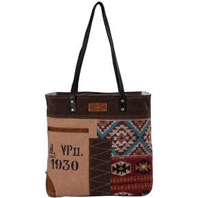 Myra Bag Tote Bag for Women - Western Upcycled Canvas & Leather Shoulder Bag - Southwest Bound