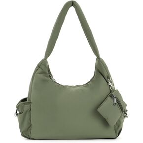 GOKTOW Quilted Puffer Tote Bag for Women,Crescent Nylon Hobo Crossbody Shoulder Bags for Gym Work Travel Trendy Handbags