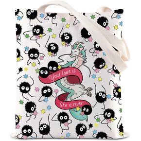 JNIAP Soot Sprite And Dragon Tote Bag Kawaii Dust Elf Cartoon Lover Gift Animation Fans Gift