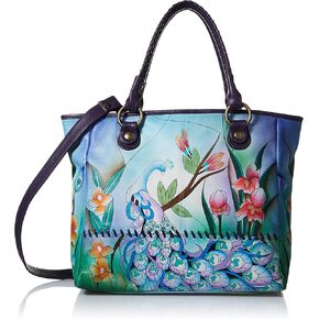 Anna by Anuschka Women's Genuine Leather Large Classic Tote Bag | Hand Painted Original Artwork