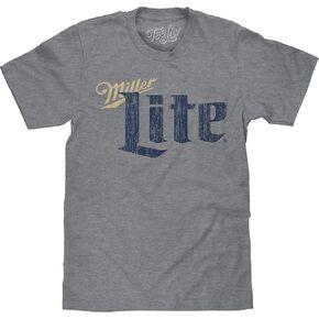 Tee Luv Men's Big and Tall Miller Lite Shirt - Distressed Miller Light Beer Logo Shirt