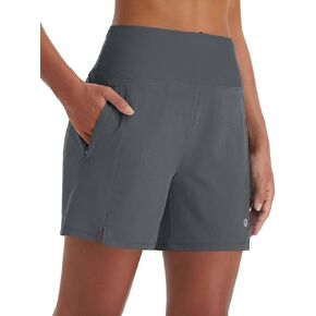 BALEAF Women's 5" Swim Shorts High Waisted Quick Dry Swimming Bottom Boxer Liner Board Beach Shorts with Zipper Pockets