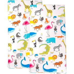 KWLOVER Soft Doggy Printed Fabric Crib Sheet for Boys Girls,2 Pack Crib Mattress Sheets or Toddler Bed Sheet, Baby Bassinet Sheets Fitted Crib Sheet (Cream)