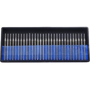 1mm Diamond Drill Bit Bur Set Jewelry Beach Sea Glass Shells Gemstones 1/24 Inch Tip Bur 1/8 inch Shank Dremel Compatible Burr Lapidary 30 Pieces in Case Gems Natural Stones Drilling 1 mm