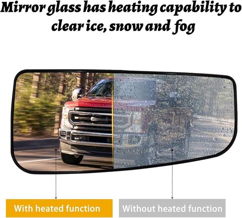 Passenger Right Side Lower Heated Exterior Mirror Glass Replacement Compatible with 2015-2020 Ford F150, 2017-2020 F250 F350 Convex Lens Glass(Passenger Side Lower(RH)) in Saudi Arabia