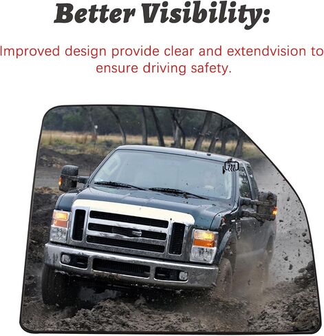 Passenger Right Side Lower Heated Exterior Mirror Glass Replacement Compatible with 2015-2020 Ford F150, 2017-2020 F250 F350 Convex Lens Glass(Passenger Side Lower(RH)) in Saudi Arabia