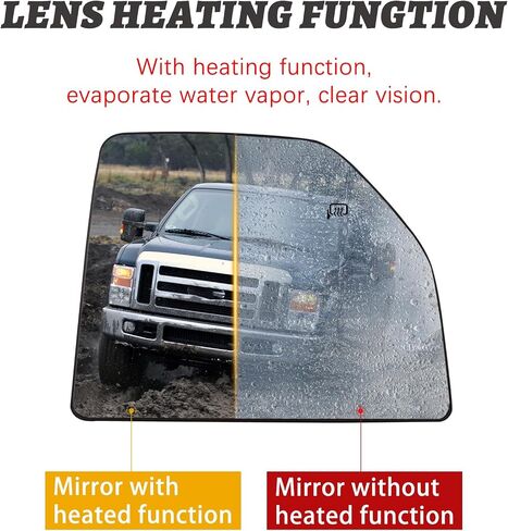 Passenger Right Side Lower Heated Exterior Mirror Glass Replacement Compatible with 2015-2020 Ford F150, 2017-2020 F250 F350 Convex Lens Glass(Passenger Side Lower(RH)) in Saudi Arabia