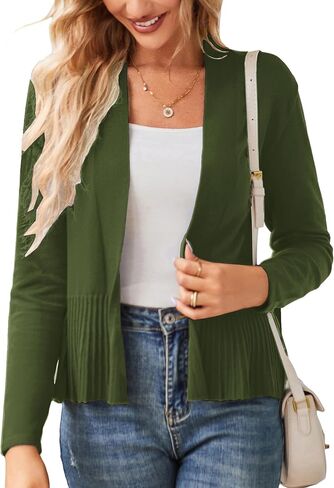 GRACE KARIN Women's Casual Draped Open Front Cropped Cardigan Long Sleeve Sweater Peplum Knit Outwear in Saudi Arabia