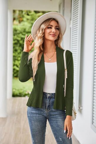 GRACE KARIN Women's Casual Draped Open Front Cropped Cardigan Long Sleeve Sweater Peplum Knit Outwear in Saudi Arabia