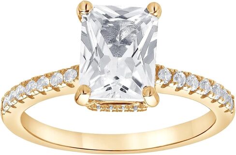 Sterling Silver Lab Created Emerald Cut White Sapphire Halo Engagement Ring for Women | Jewelry for Her | Gift Box Included in Saudi Arabia