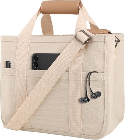 حقيبة حمل قماشية للنساء - حقيبة حمل متعددة الجيوب مع مقصورات، سعة كبيرة لكل شيء، محفظة كروس مع حزام كتف، حقيبة يد نسائية للاستخدام اليومي in Kuwait