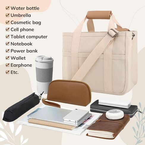 حقيبة حمل قماشية للنساء - حقيبة حمل متعددة الجيوب مع مقصورات، سعة كبيرة لكل شيء، محفظة كروس مع حزام كتف، حقيبة يد نسائية للاستخدام اليومي in Kuwait