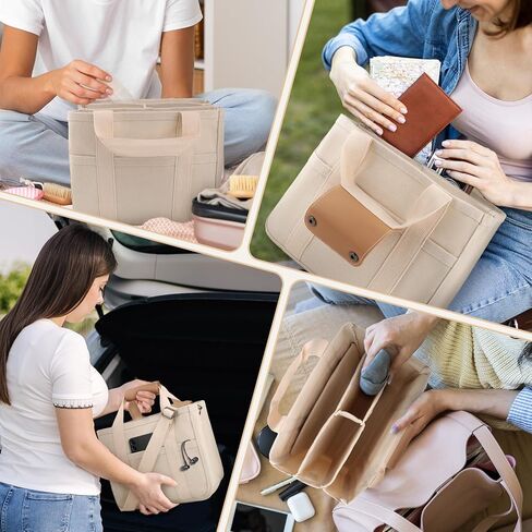 حقيبة حمل قماشية للنساء - حقيبة حمل متعددة الجيوب مع مقصورات، سعة كبيرة لكل شيء، محفظة كروس مع حزام كتف، حقيبة يد نسائية للاستخدام اليومي in Kuwait