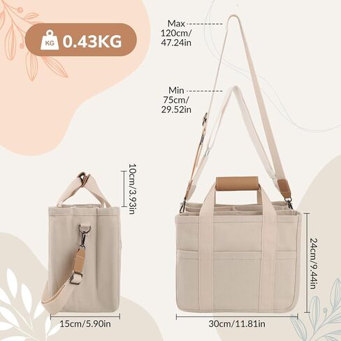 حقيبة حمل قماشية للنساء - حقيبة حمل متعددة الجيوب مع مقصورات، سعة كبيرة لكل شيء، محفظة كروس مع حزام كتف، حقيبة يد نسائية للاستخدام اليومي in Kuwait