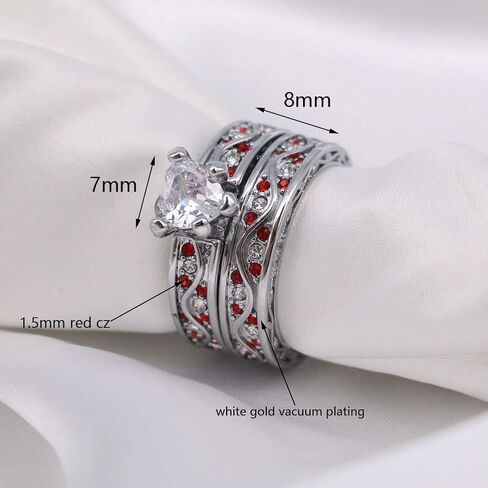 Bridal Sets White Gold Plated Womens Wedding Ring Sets Heart cut Cz Engagement Ring Sets in Kuwait