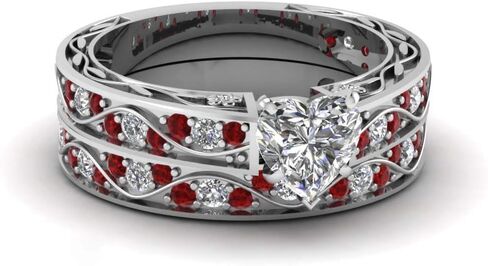 Bridal Sets White Gold Plated Womens Wedding Ring Sets Heart cut Cz Engagement Ring Sets in Kuwait