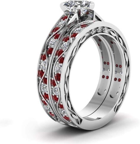 Bridal Sets White Gold Plated Womens Wedding Ring Sets Heart cut Cz Engagement Ring Sets in Kuwait